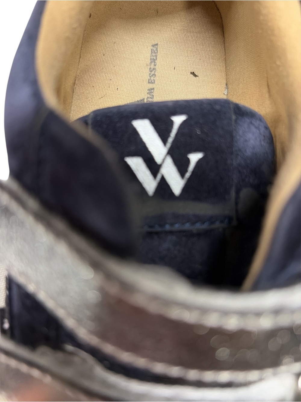 Navy Suede Platform Sneakers with Silver Glitter Straps - Picture 4 of 10